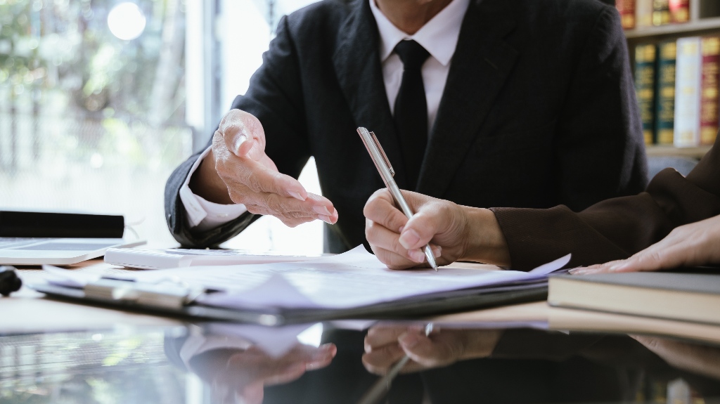 Lawyer is consulting client