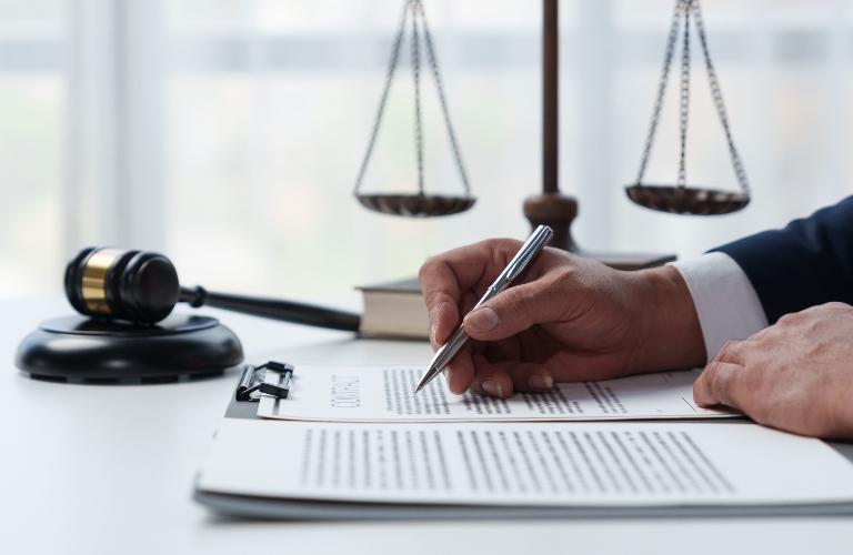 lawyer is working with documents