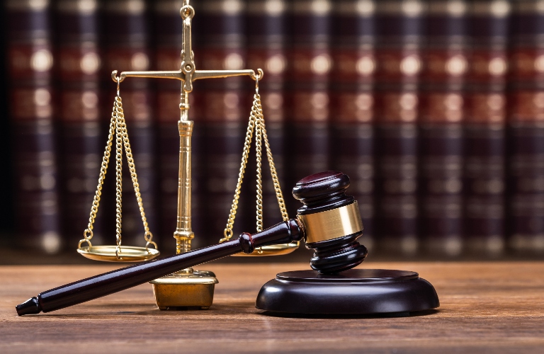 judge's gavel and law books