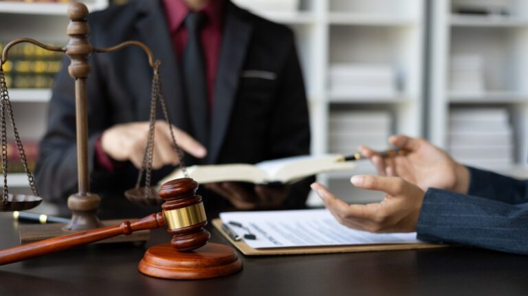 Client is consulting with lawyer