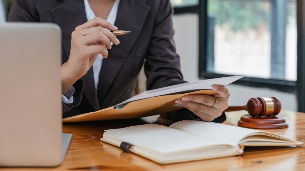 Lawyer is working on the client trial